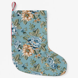 Seamless beautiful watercolor botanical flower wit small christmas stocking