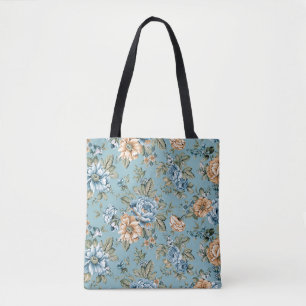 Seamless beautiful watercolor botanical flower wit tote bag