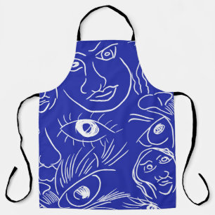 Seamless beauty face one line drawing isolated on apron
