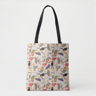 seamless bird pattern tote bag