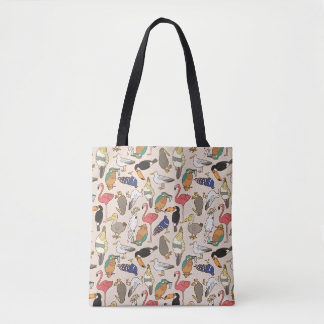 seamless bird pattern tote bag (Front)