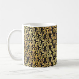 Seamless black and gold Art Deco palm leaf pattern Coffee Mug