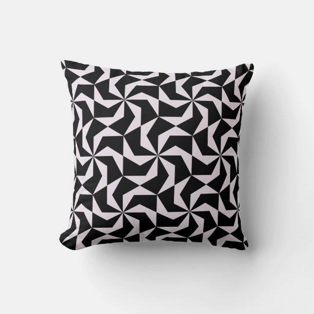 Seamless Black and Pink Abstract Geometric Hexagon Cushion (Front)