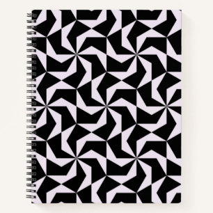 Seamless Black and Pink Abstract Geometric Hexagon Notebook