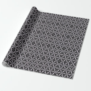 Seamless Black and Pink Abstract Geometric Hexagon Wrapping Paper