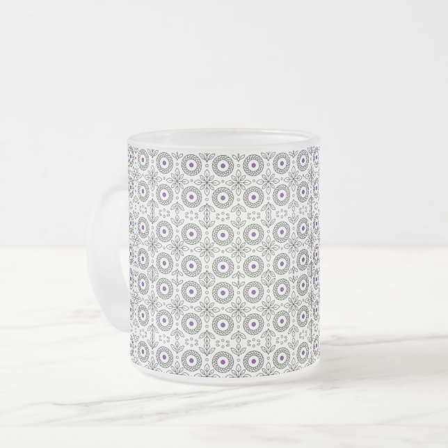 Seamless Black and White Line Art Pattern Mug (Front Left)