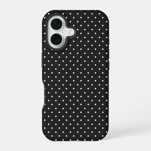 Seamless black and white polka dot pattern  iPhone 16 case (Back)