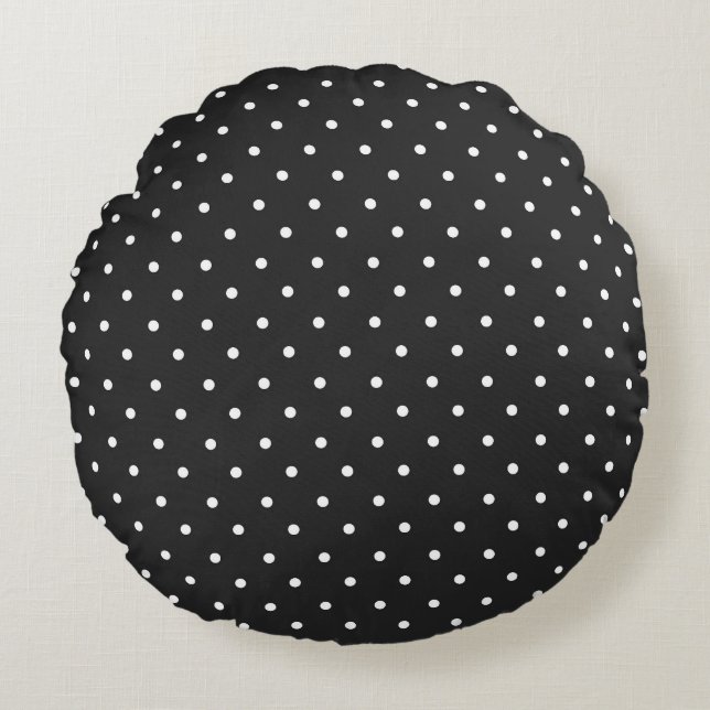 Seamless black and white polka dot pattern  round cushion (Front)