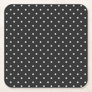 Seamless black and white polka dot pattern square paper coaster