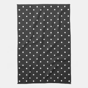 Seamless black and white polka dot pattern tea towel