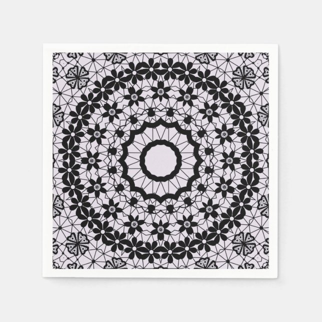 Seamless black lace lacy retro ornamental romantic napkin (Front)