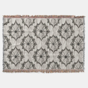 Seamless Black Lace Spider Web Pattern on White –  Throw Blanket