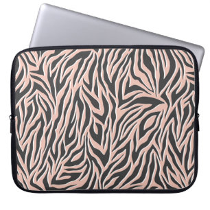 Seamless black outline zebra pattern. Stylish wild Laptop Sleeve
