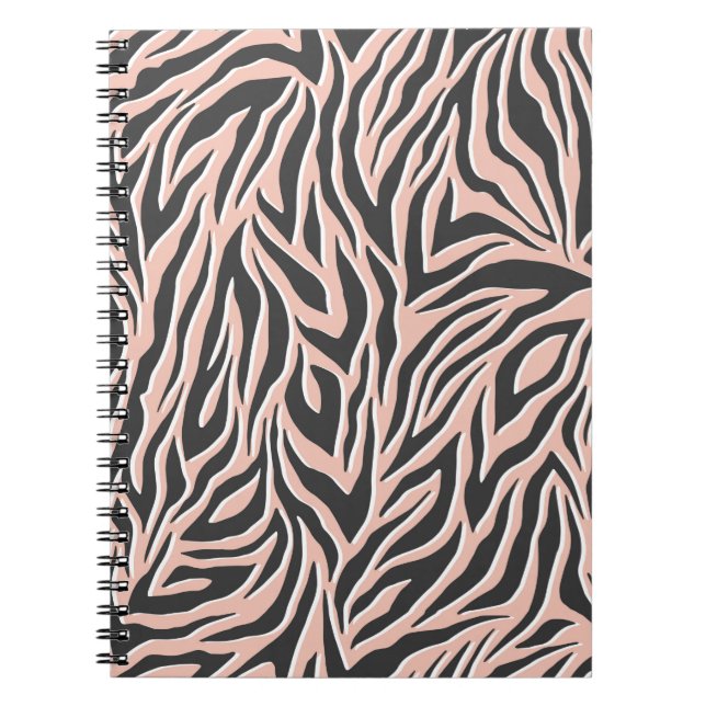 Seamless black outline zebra pattern. Stylish wild Notebook (Front)