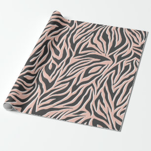 Seamless black outline zebra pattern. Stylish wild Wrapping Paper