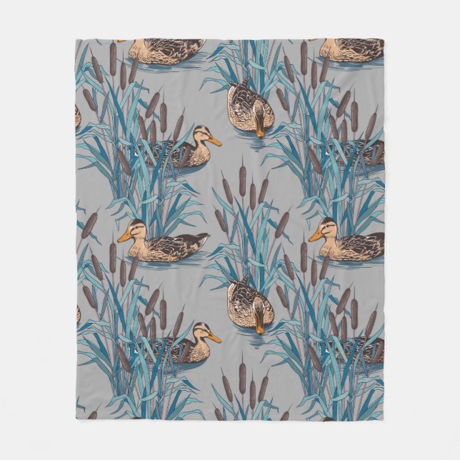 seamless black tree with colourful flower pattern fleece blanket (Front)