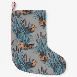 seamless black tree with colourful flower pattern small christmas stocking
