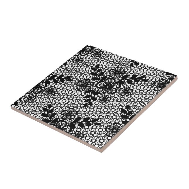 Seamless Black White Lace - Flowers - Beautiful Tile (Side)