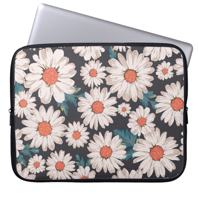 Seamless Blossom Daisy Flower Pattern Laptop Sleeve (Front)