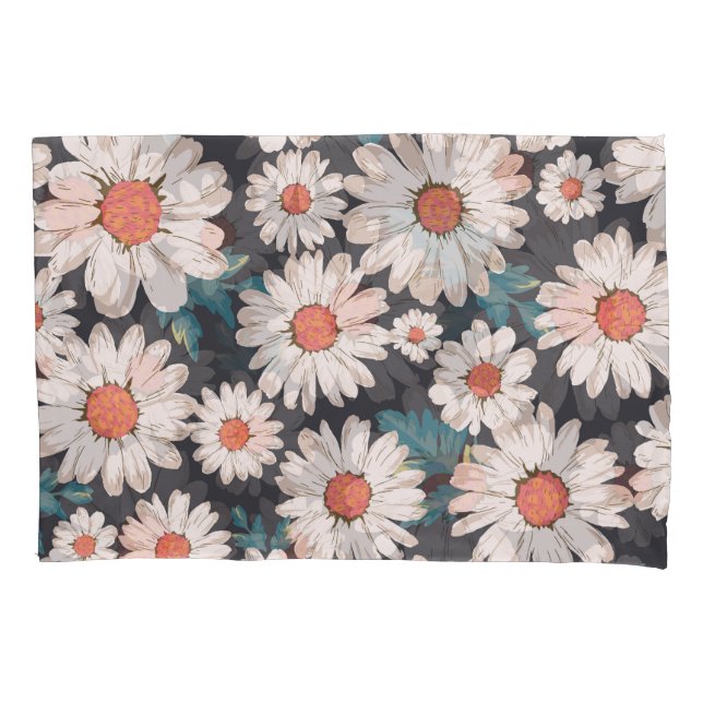 Seamless Blossom Daisy Flower Pattern Pillowcase (Front)