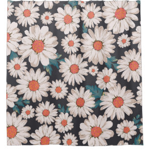 Seamless Blossom Daisy Flower Pattern Shower Curtain