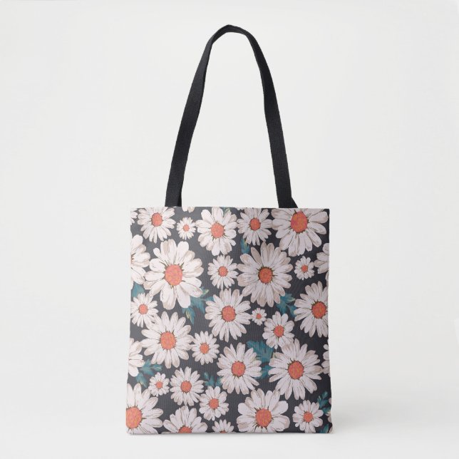 Seamless Blossom Daisy Flower Pattern Tote Bag (Front)