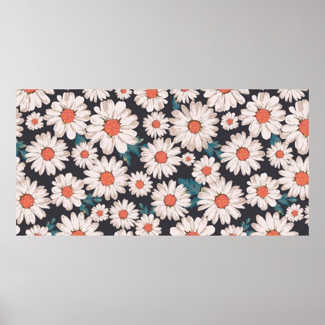 seamless blossom flower, daisy print pattern backg (Front)