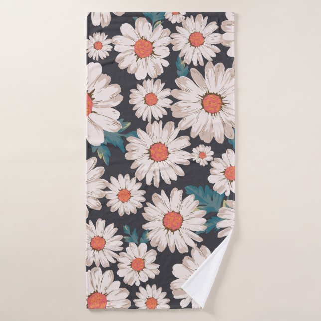 seamless blossom flower, daisy print pattern backg bath towel (Bath Towel)