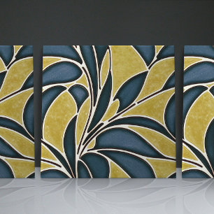 Seamless blue and yellow organic patterns tile