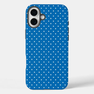 Seamless blue background polka dot pattern iPhone 16 plus case