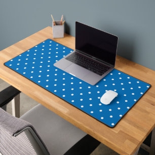 Seamless blue background polka dot pattern desk mat