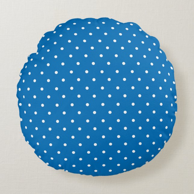 Seamless blue background polka dot pattern  round cushion (Front)
