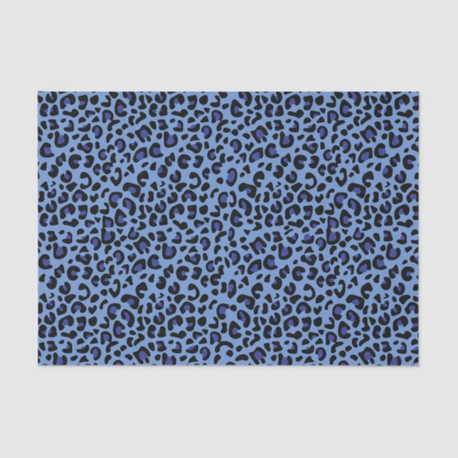 Seamless Blue Jaguar Wild Cat Animal  Print Tissue Paper (Front)