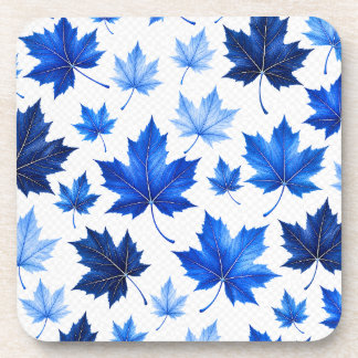 Seamless Blue Maple Leaves Pattern - High Resoluti Coaster