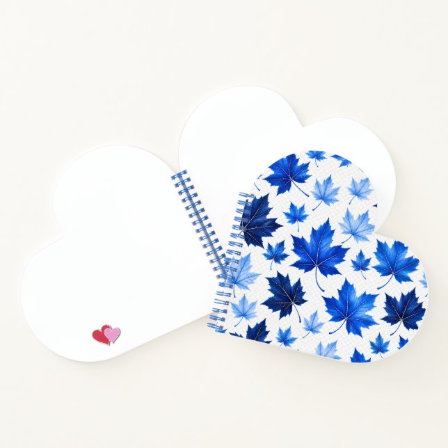 Seamless Blue Maple Leaves Pattern - High Resoluti Notebook (Inside)