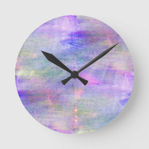 seamless blue, pink background yellow watercolor round clock