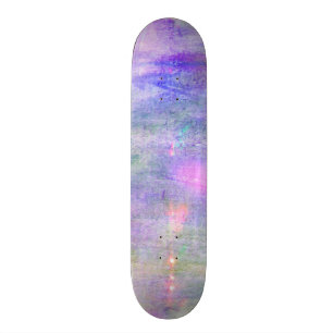 seamless blue, pink background yellow watercolor skateboard