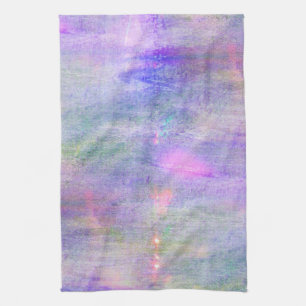 seamless blue, pink background yellow watercolor tea towel
