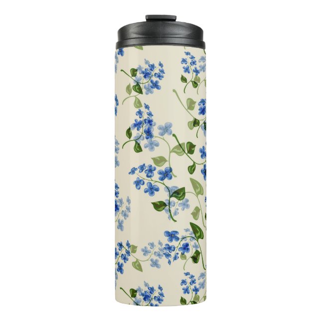 Seamless blue small cute forget-me-not flowers flo thermal tumbler (Front)