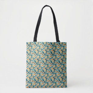 Seamless Blue, White, and Yellow Daisy Flower Tote Bag