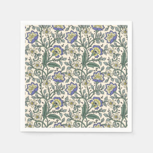 Seamless blue, yellow, and white floral pattern napkin