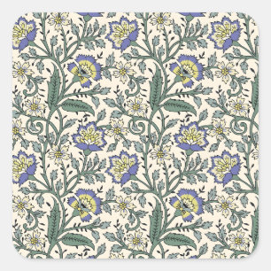 Seamless blue, yellow, and white floral pattern  square sticker