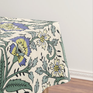 Seamless blue, yellow, and white floral pattern  tablecloth