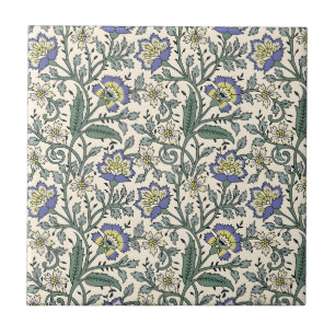 Seamless blue, yellow, and white floral pattern  tile
