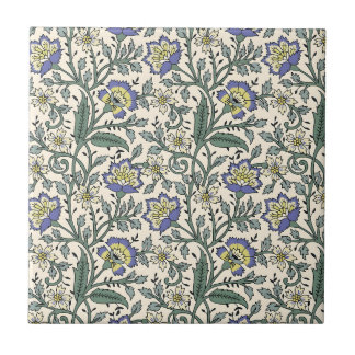 Seamless blue, yellow, and white floral pattern  tile