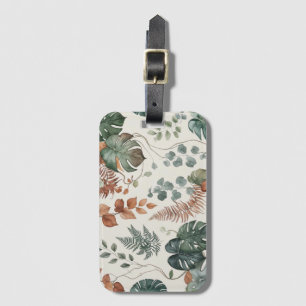Seamless boho botanical pattern Flowers Luggage Tag