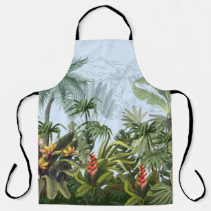 Seamless border with jungle trees and flowers. Vin Apron