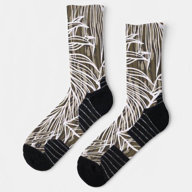 Seamless Botanical Bottom Lands Camo Socks (Left)