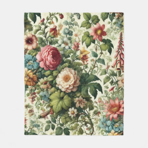 Seamless Botanical Floral Pattern Sherpa Blanket