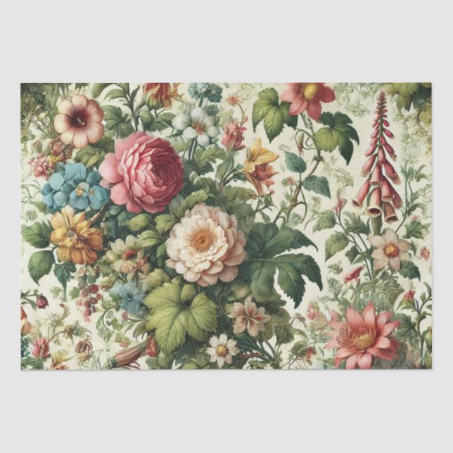 Seamless Botanical Floral Pattern Tissue Paper (Front)